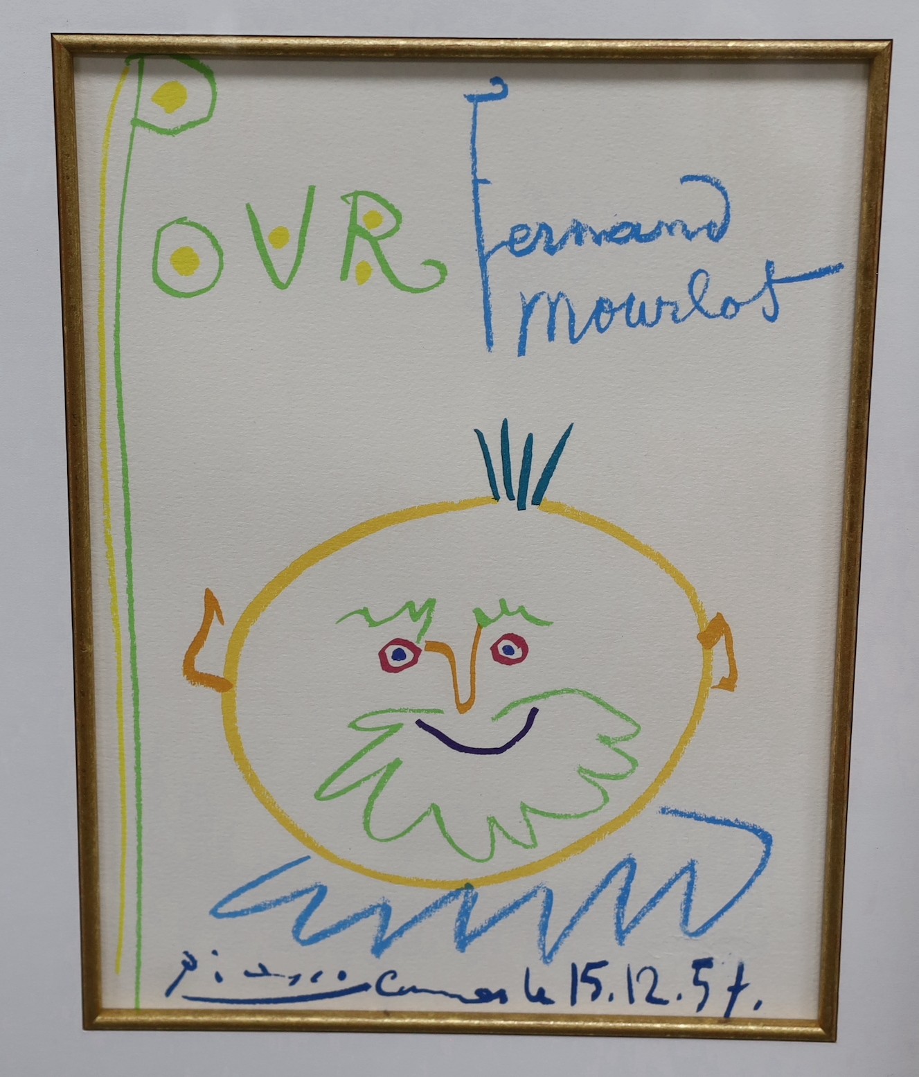After Joan Miro, lithograph, Automatic Writing, 56 x 79cm. and a print after Picasso, 30 x 23cm.